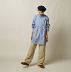 Supima Batiste Tuck Stand Collar Shirt Female Model