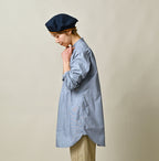 Supima Batiste Tuck Stand Collar Shirt Female Model