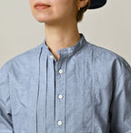 Supima Batiste Tuck Stand Collar Shirt Detail