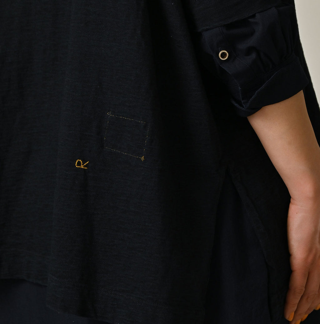 Indigo Tenjiku Big Slit T-shirt Detail