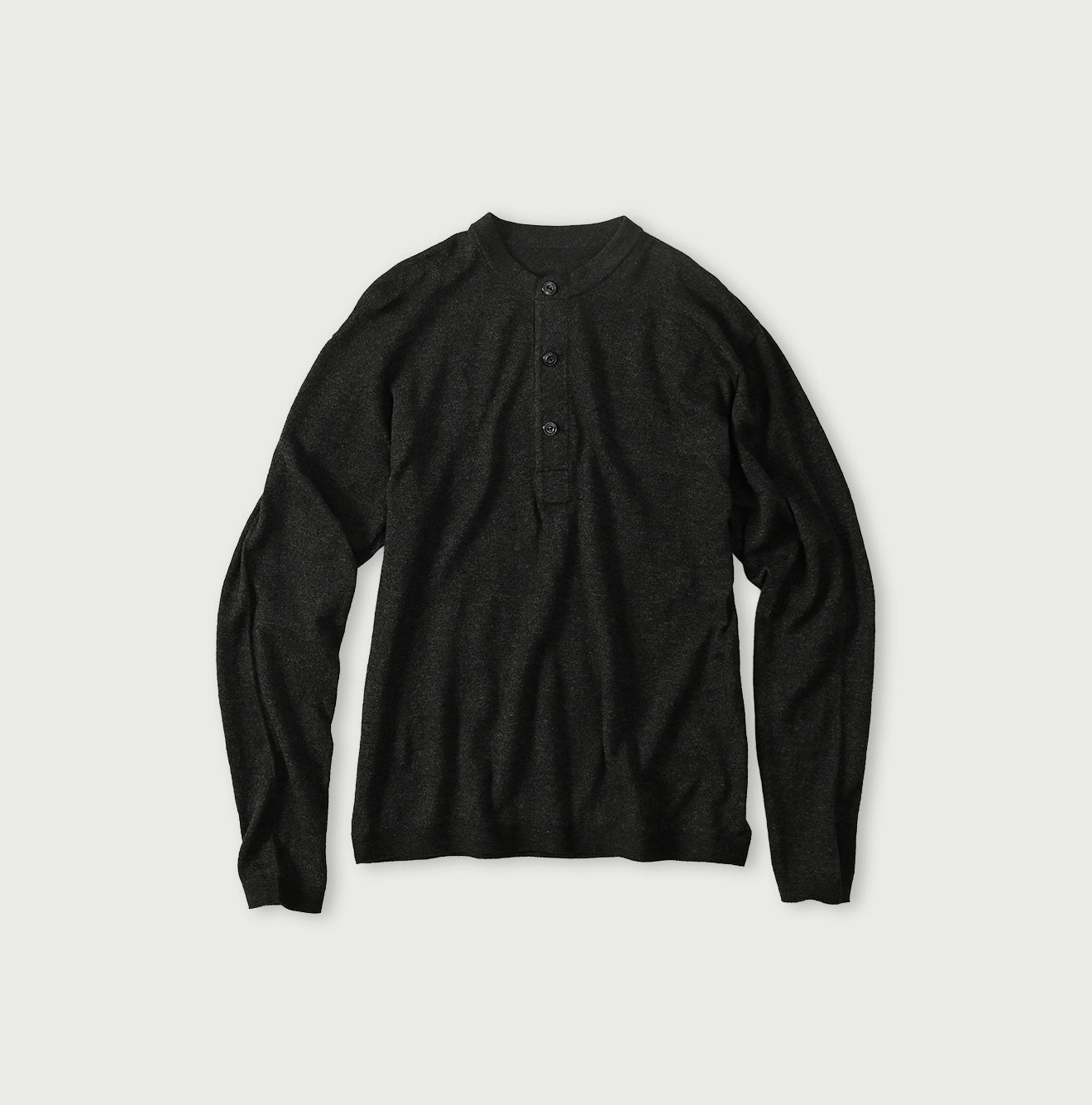 Whole Super Gauze 908 Henley Sumi Black Moku