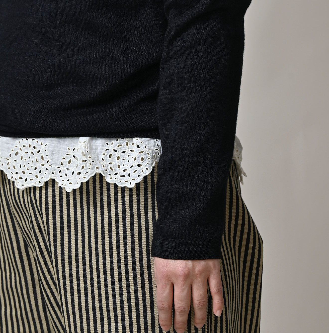Indigo Whole Super Gauze 908 Crew Detail
