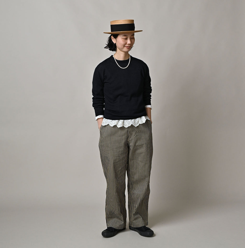 Indigo Whole Super Gauze 908 Crew Female Model