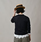 Indigo Whole Super Gauze 908 Crew Female Model