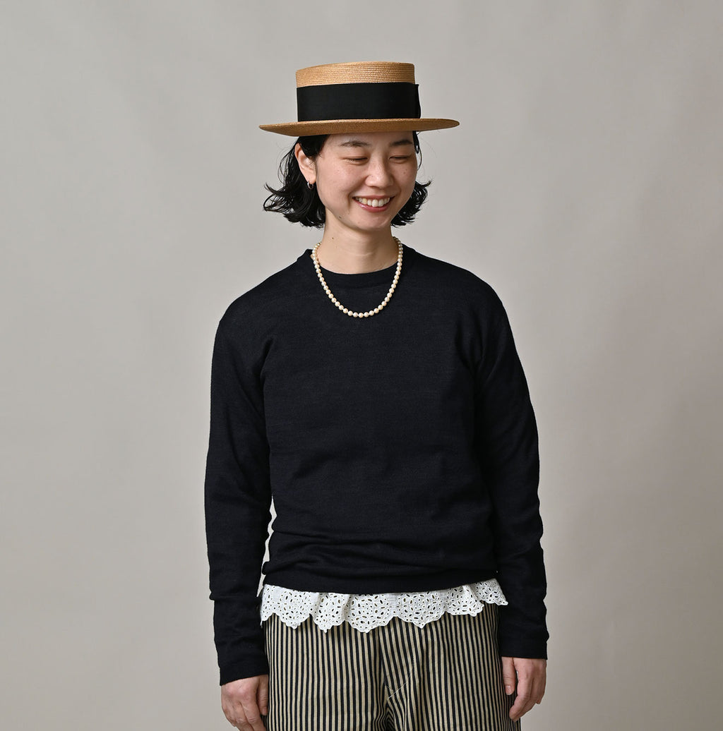 Indigo Whole Super Gauze 908 Crew Female Model