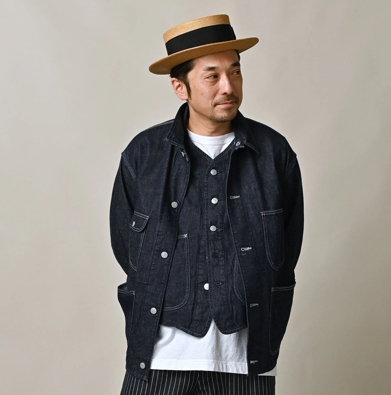 9.4oz Denim 908 Ocean Coverall Nou Male Model