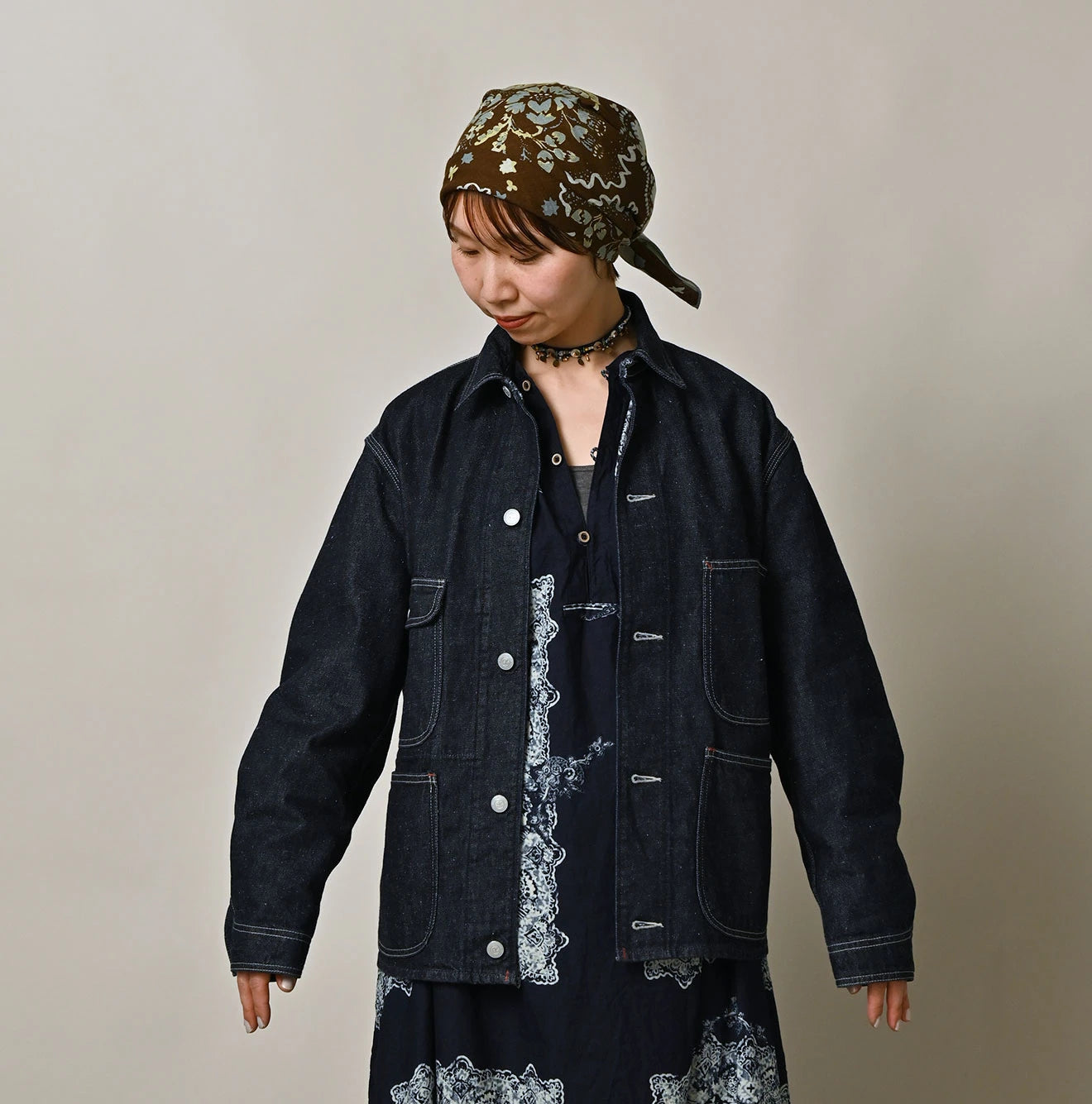 9.4oz Denim 908 Ocean Coverall Nou Female Model