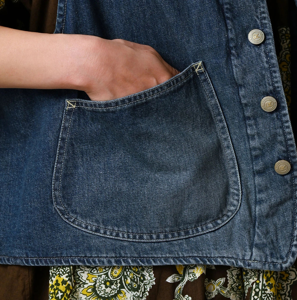 9.4oz Denim 908 Ocean Hunting Vest Tan Detail
