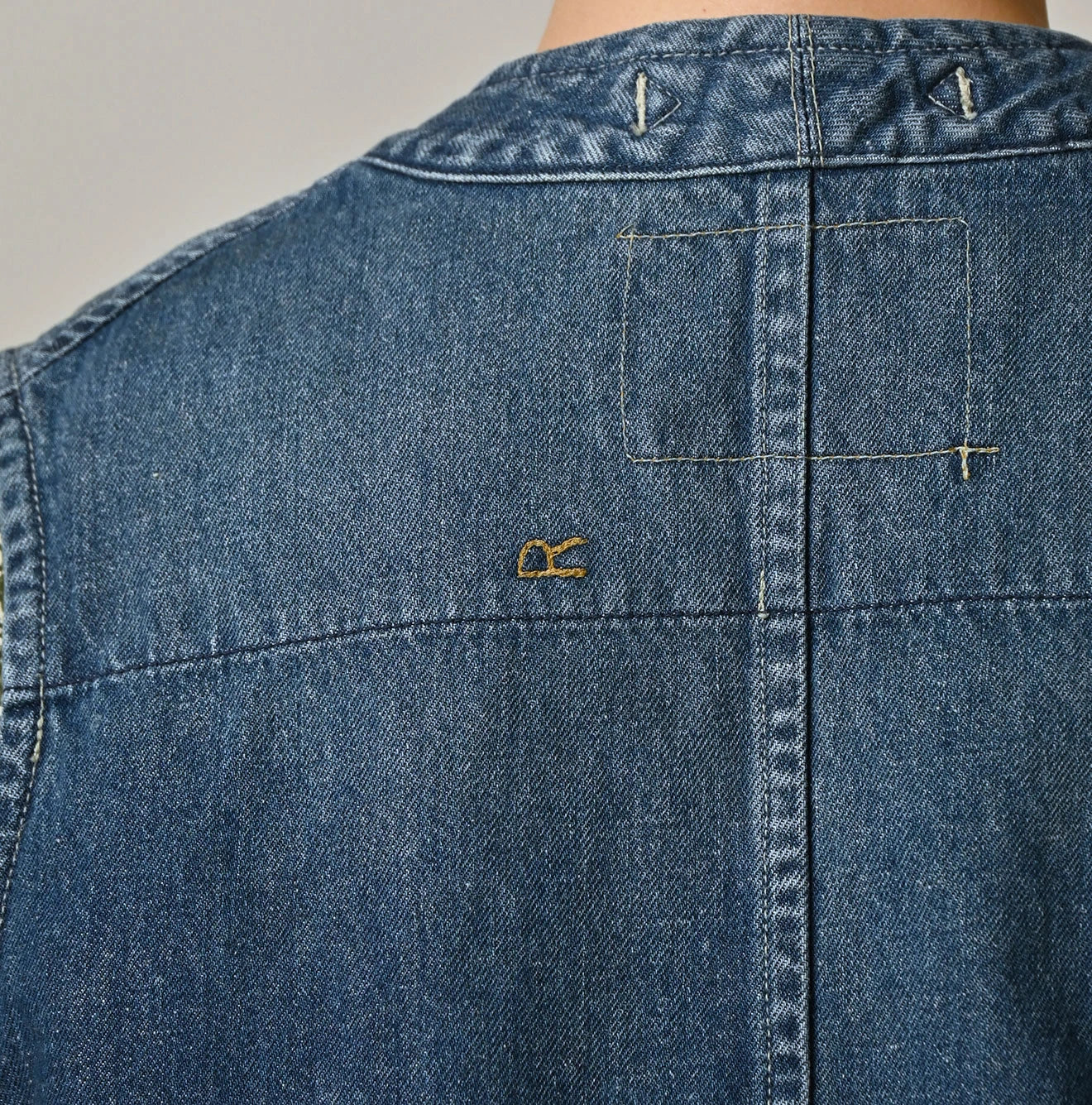 9.4oz Denim 908 Ocean Hunting Vest Tan Detail
