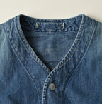9.4oz Denim 908 Ocean Hunting Vest Tan Detail