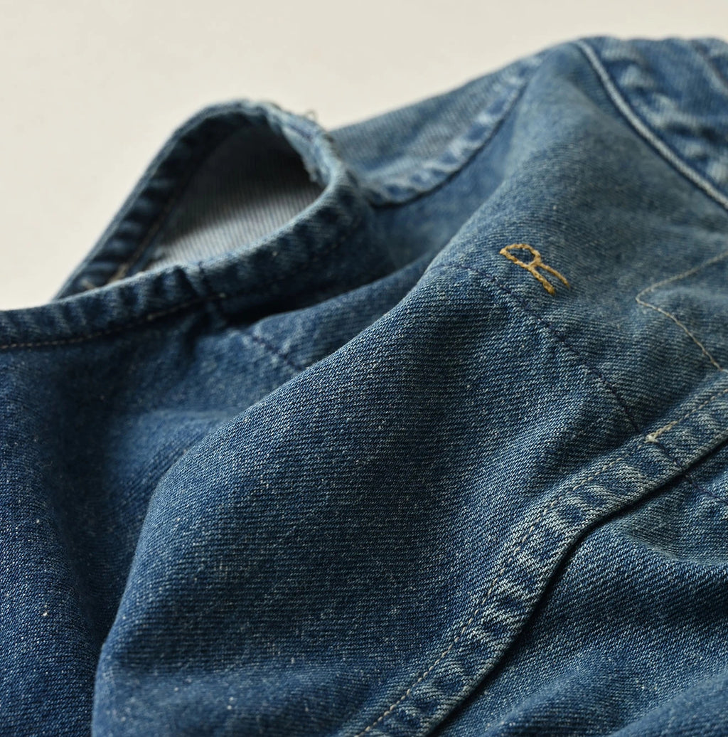9.4oz Denim 908 Ocean Hunting Vest Tan Detail