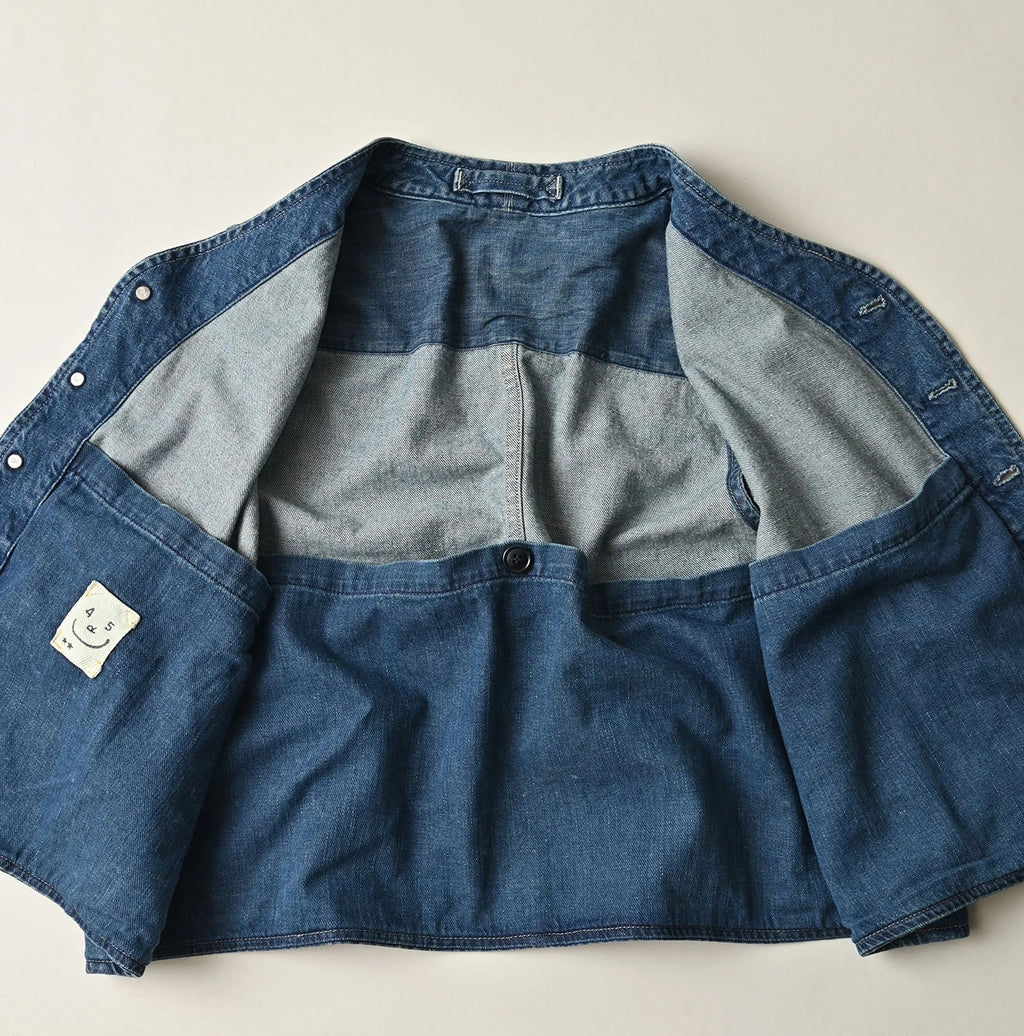 9.4oz Denim 908 Ocean Hunting Vest Tan Detail
