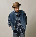 9.4oz Denim 908 Ocean Hunting Vest Tan Male Model