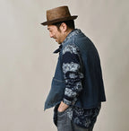 9.4oz Denim 908 Ocean Hunting Vest Tan Male Model
