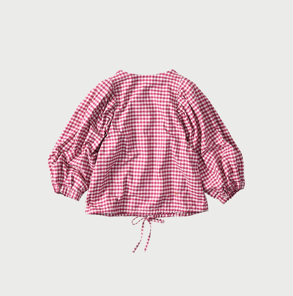 504 OX Puff Blouse Pink Gingham Back