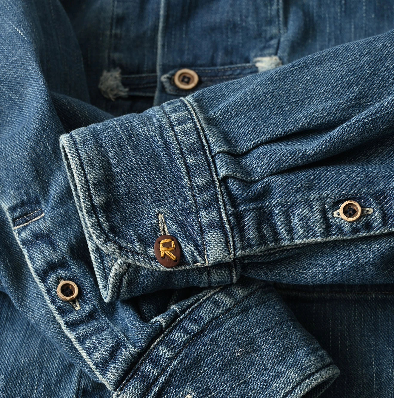 45 Petit Denim 908 8-knot Shirt Distressed Detail