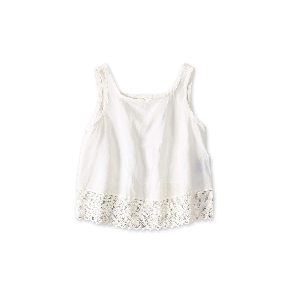 Indian Linen x Lace Flare Camisole White