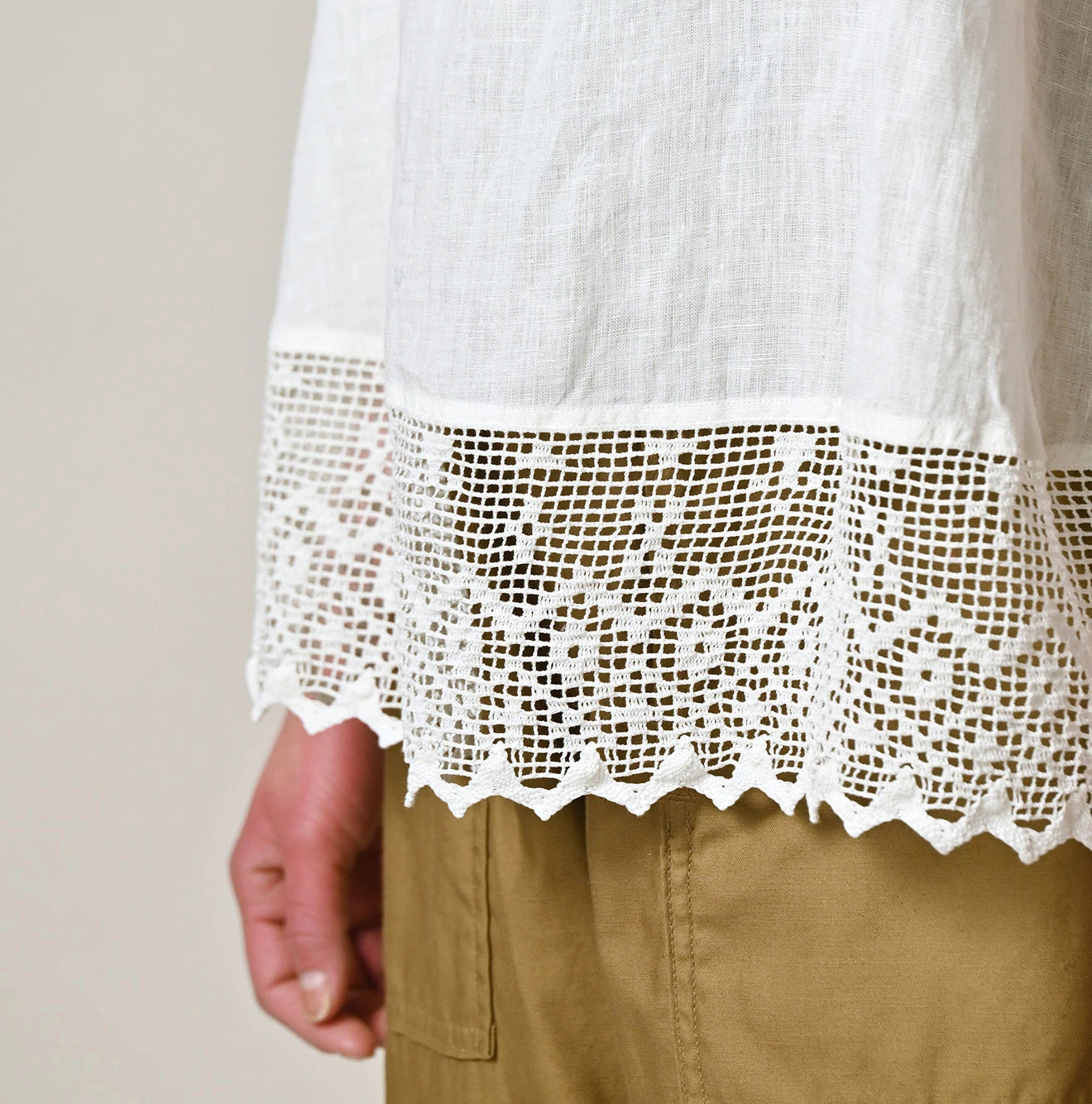 Indian Linen x Lace Flare Camisole Detail