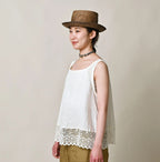 Indian Linen x Lace Flare Camisole Female Model