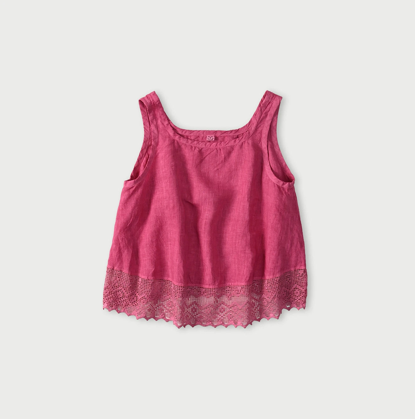 45 Plant Dyed Indian Linen x Lace Flare Camisole Strawberry