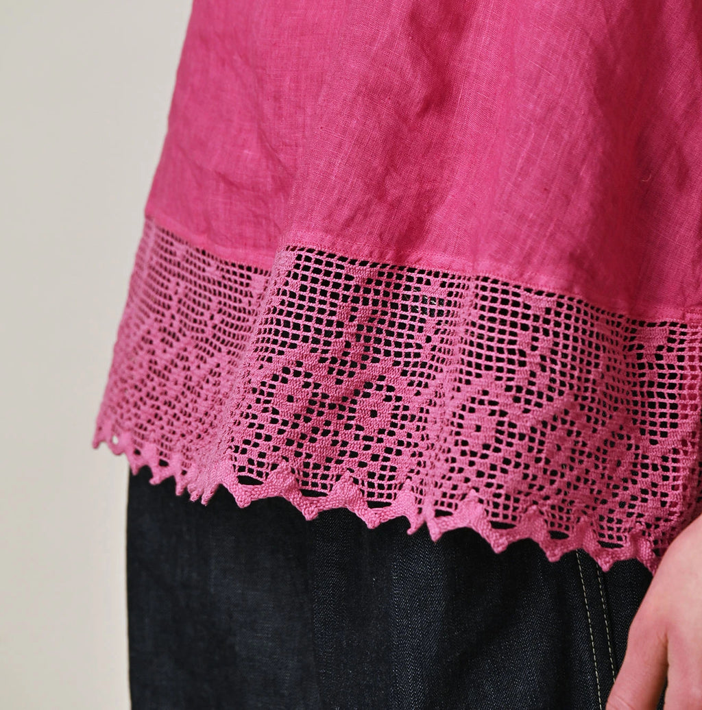 45 Plant Dyed Indian Linen x Lace Flare Camisole Detail