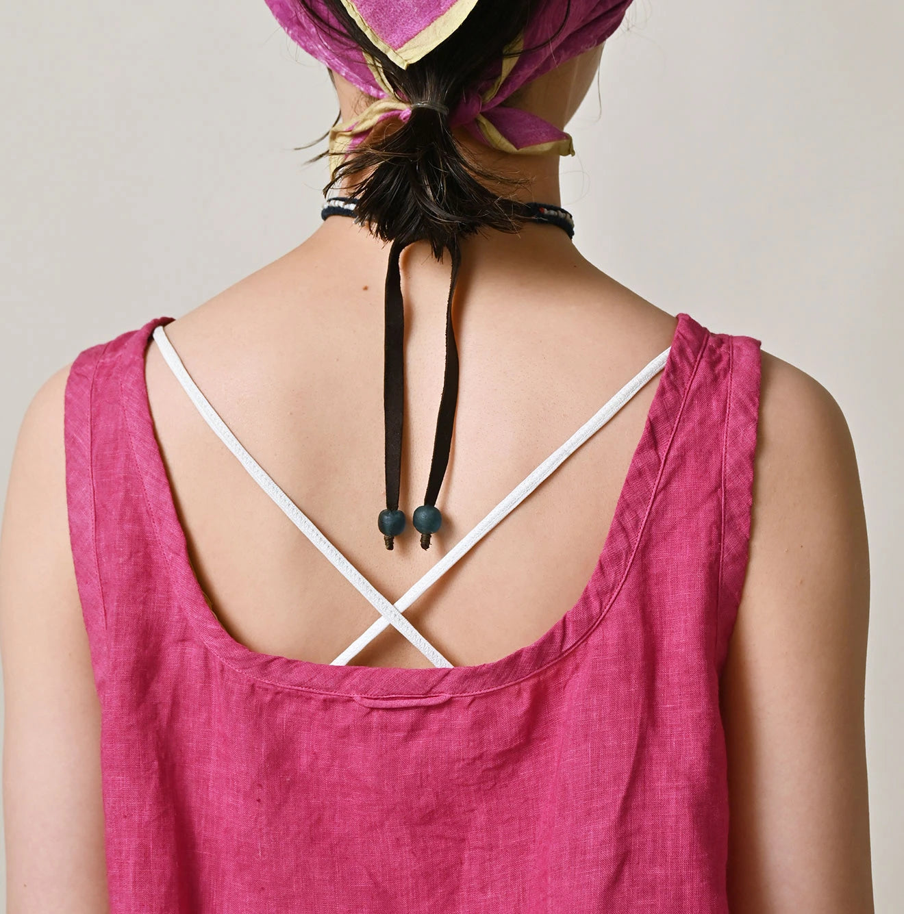 45 Plant Dyed Indian Linen x Lace Flare Camisole Detail