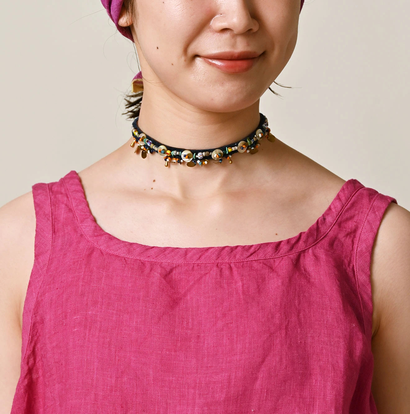 45 Plant Dyed Indian Linen x Lace Flare Camisole Detail