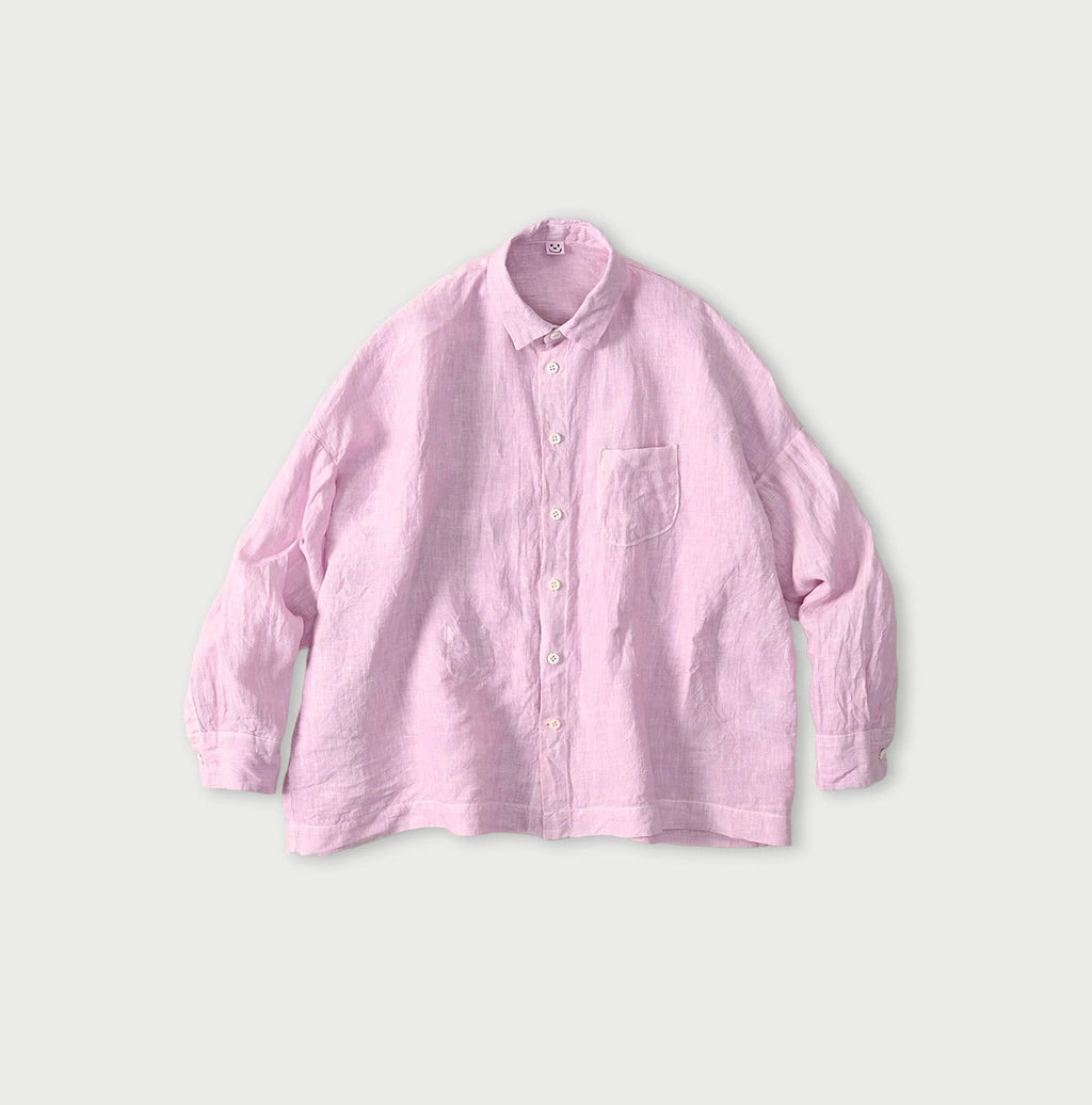 45 Plant Dyed Indian Linen 908 Uma Shirt Raspberry