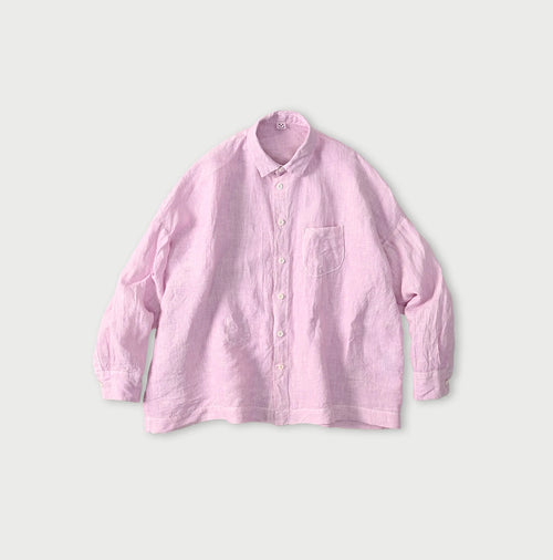 45 Plant Dyed Indian Linen 908 Uma Shirt Raspberry