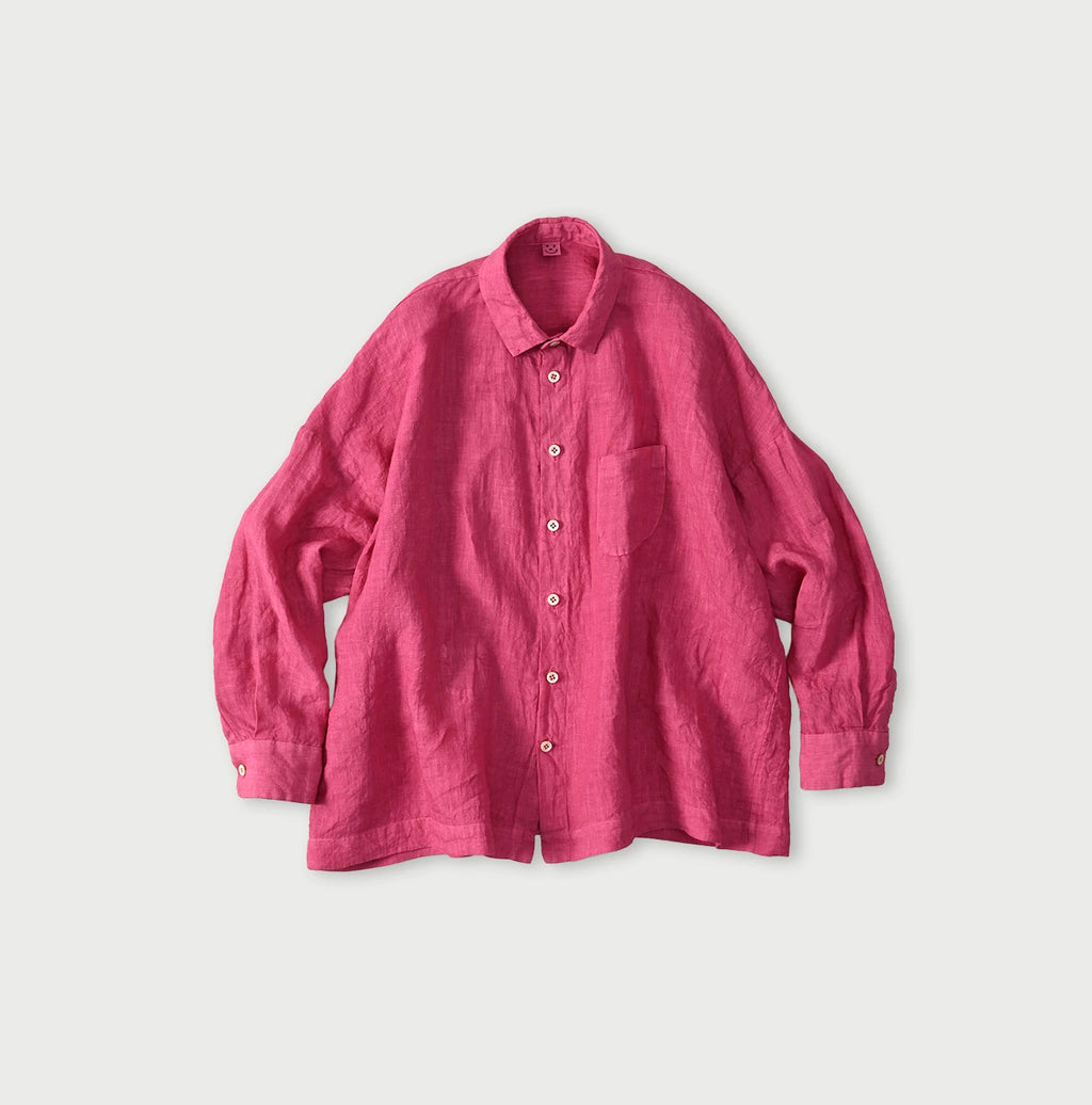 45 Plant Dyed Indian Linen 908 Uma Shirt Strawberry