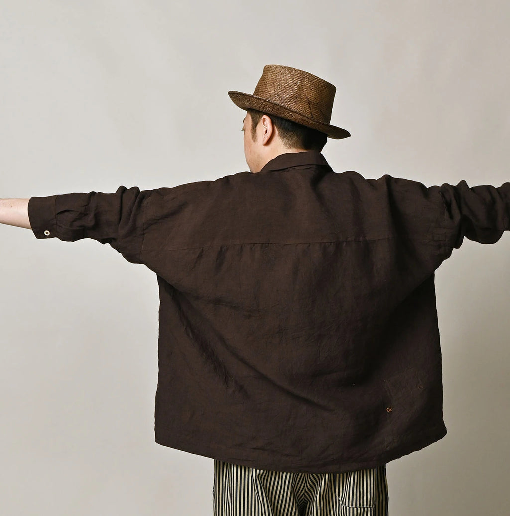 45 Plant Dyed Indian Linen 908 Uma Shirt Male Model