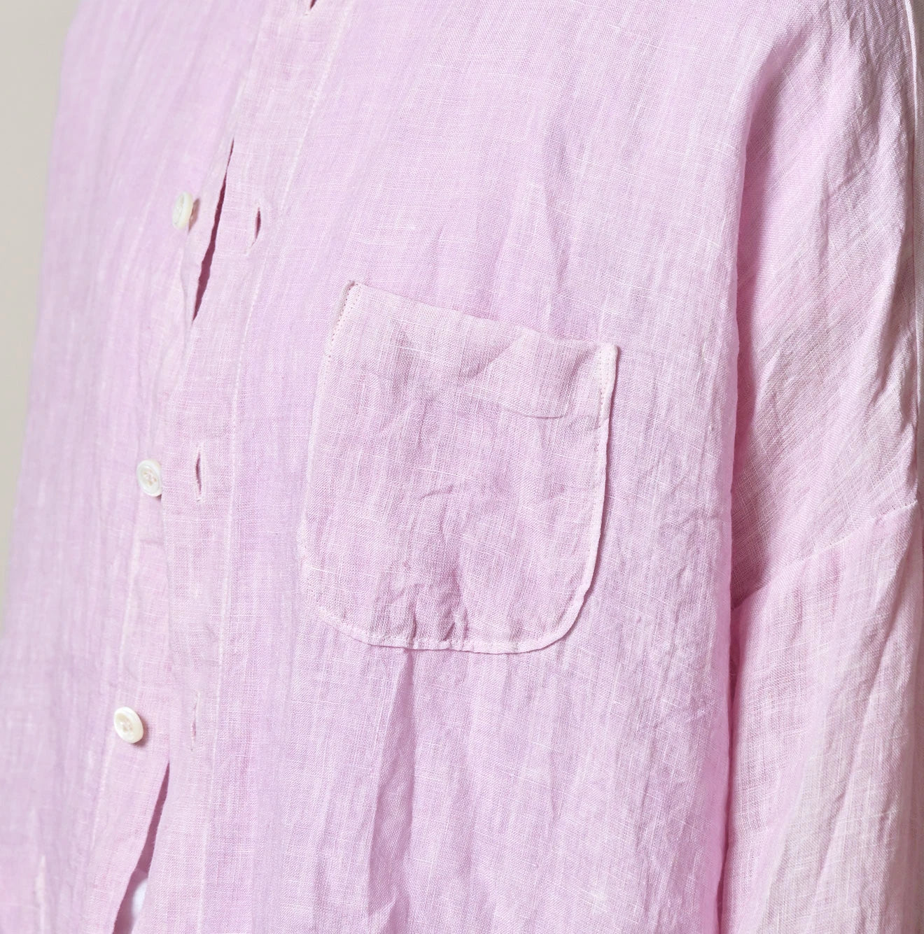 45 Plant Dyed Indian Linen 908 Uma Shirt Detail