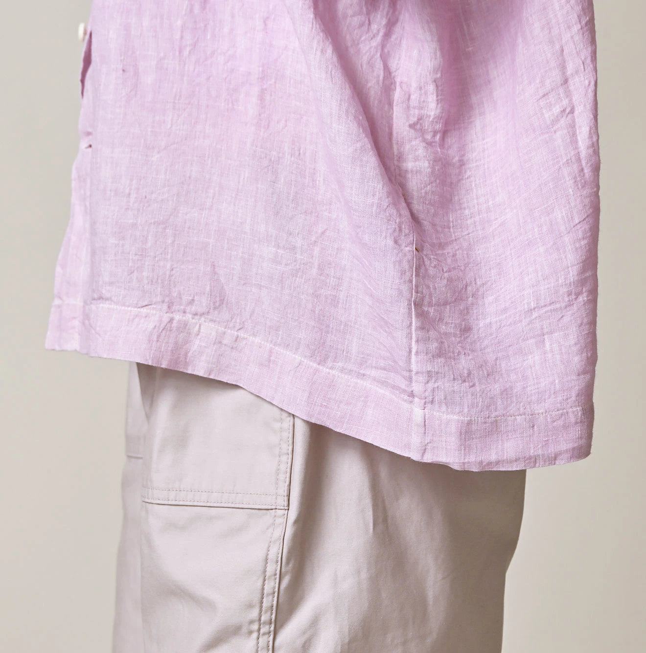 45 Plant Dyed Indian Linen 908 Uma Shirt Detail