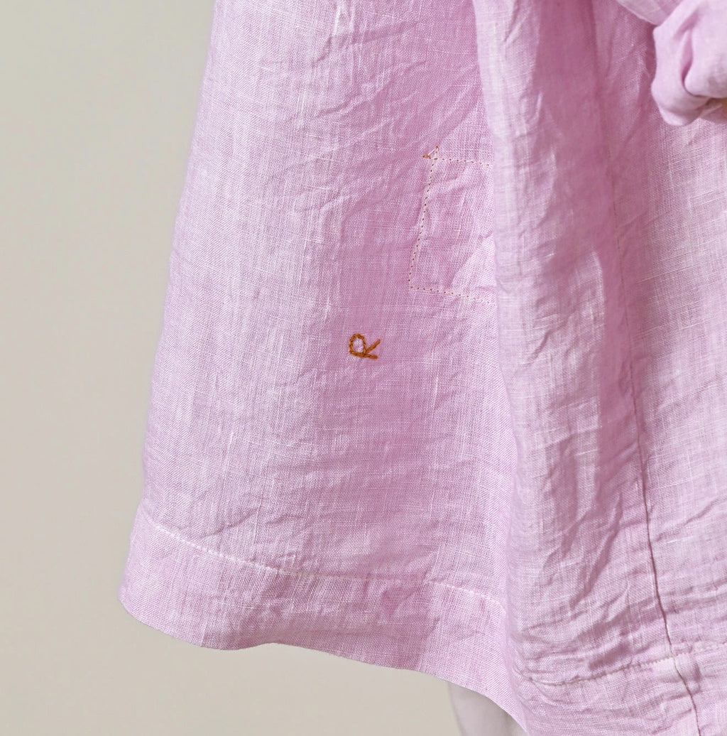 45 Plant Dyed Indian Linen 908 Uma Shirt Detail