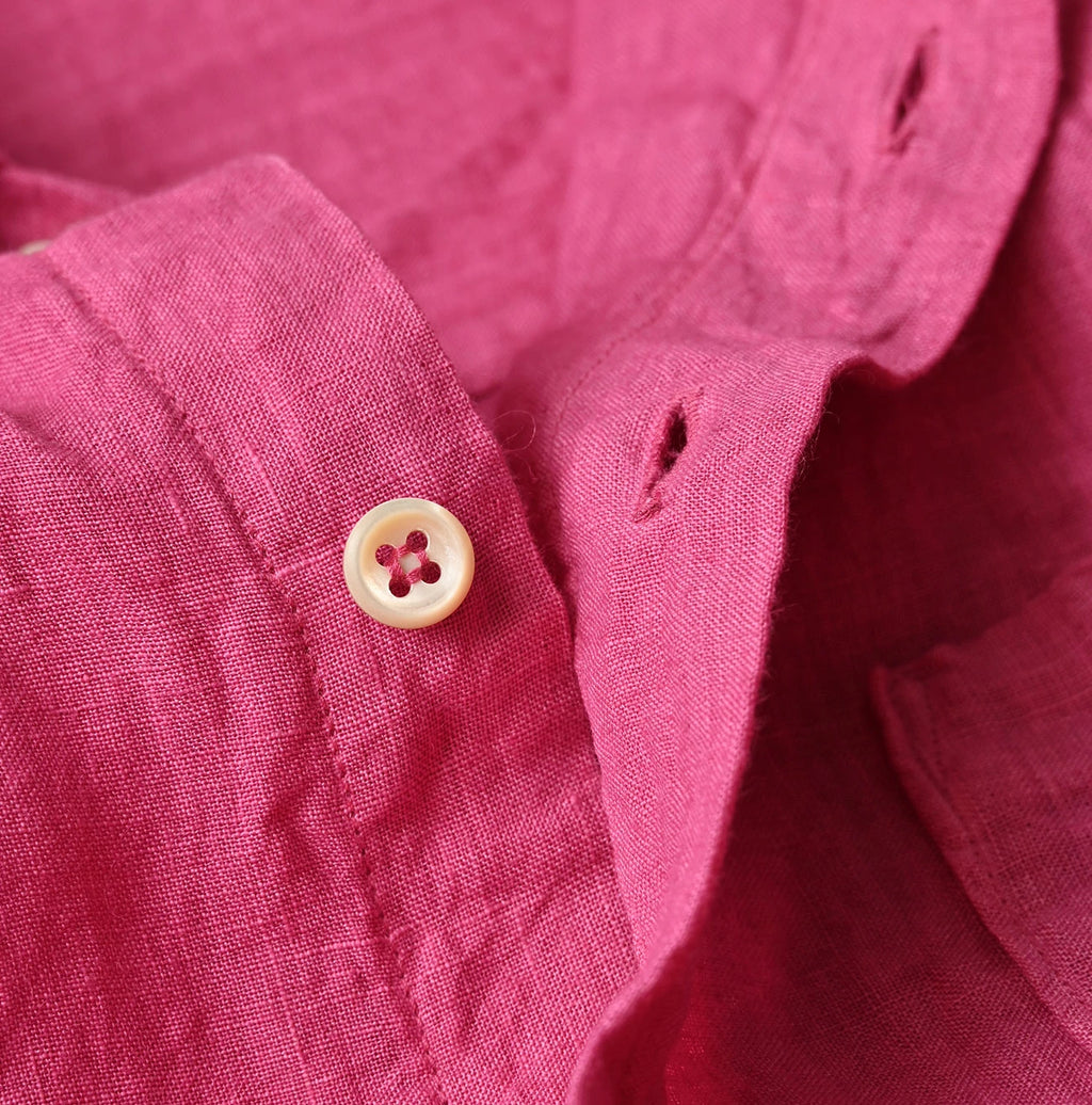45 Plant Dyed Indian Linen 908 Uma Shirt Detail