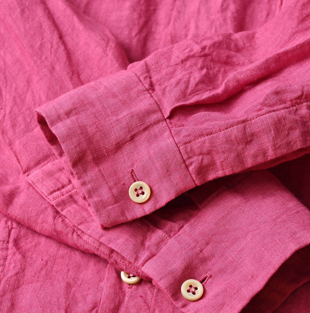 45 Plant Dyed Indian Linen 908 Uma Shirt Detail