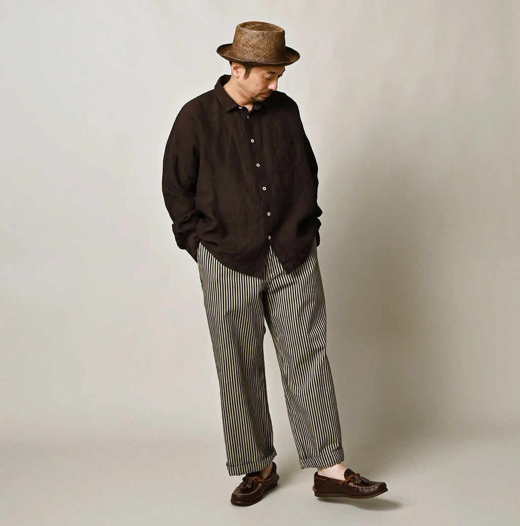 45 Plant Dyed Indian Linen 908 Uma Shirt Male Model