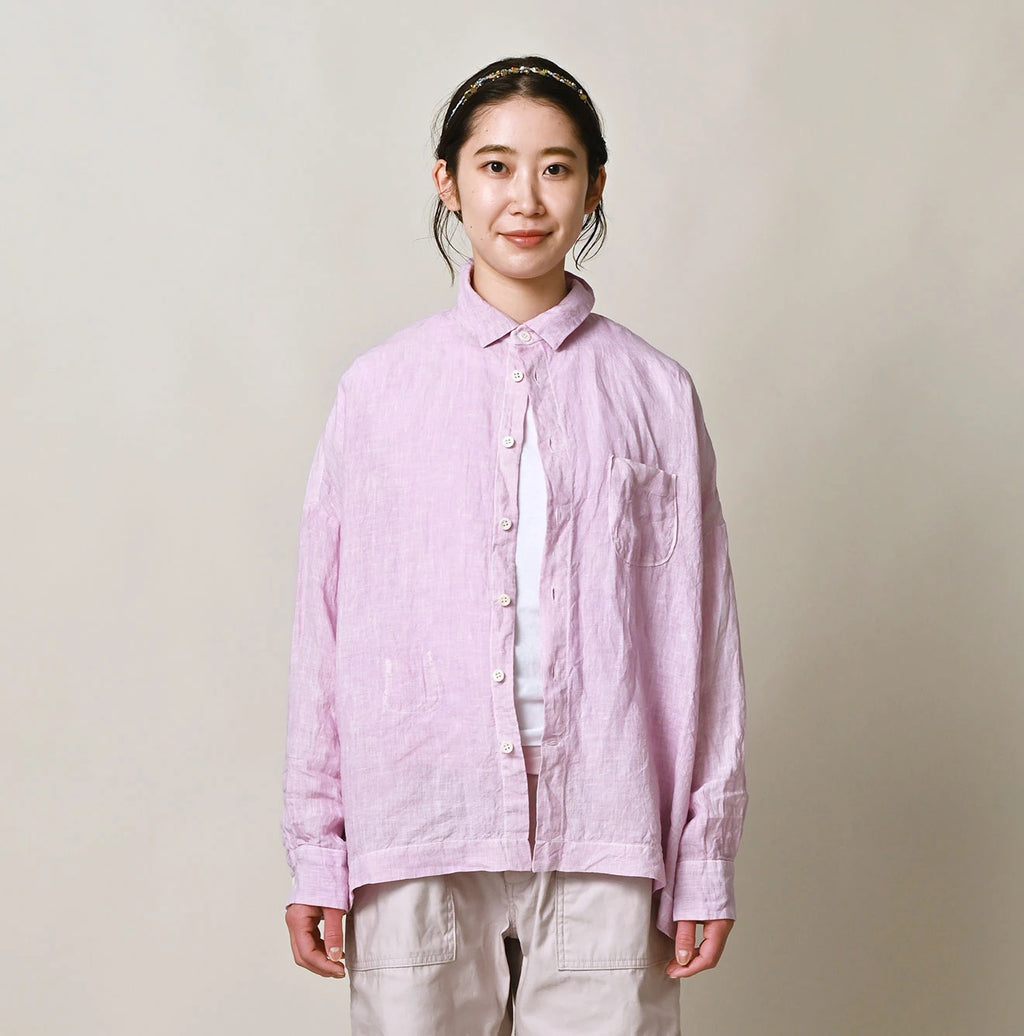 45 Plant Dyed Indian Linen 908 Uma Shirt Female Model