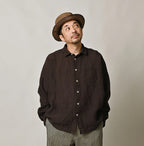 45 Plant Dyed Indian Linen 908 Uma Shirt Male Model