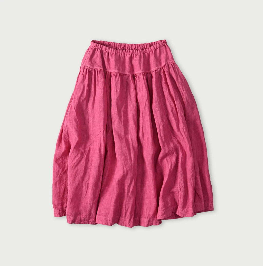 45 Plant Dyed Indian Linen Easy Gather Kushukushu Skirt Strawberry