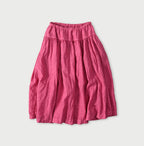 45 Plant Dyed Indian Linen Easy Gather Kushukushu Skirt Strawberry