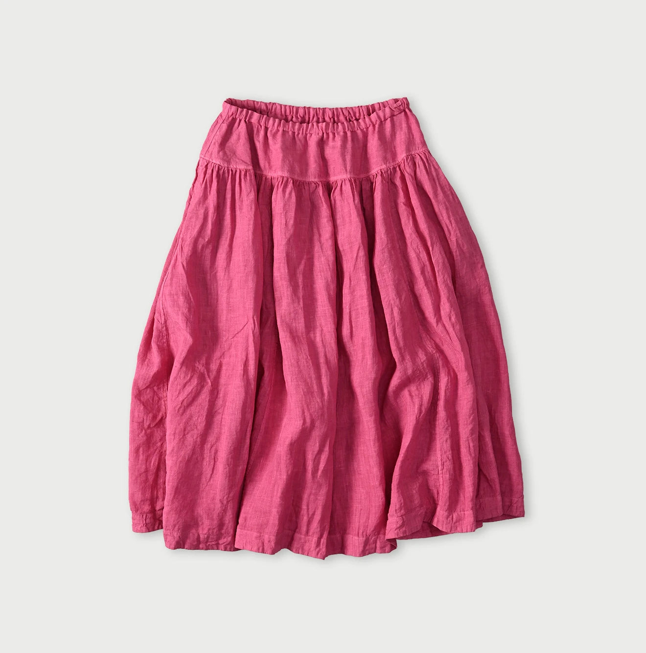 45 Plant Dyed Indian Linen Easy Gather Kushukushu Skirt Strawberry