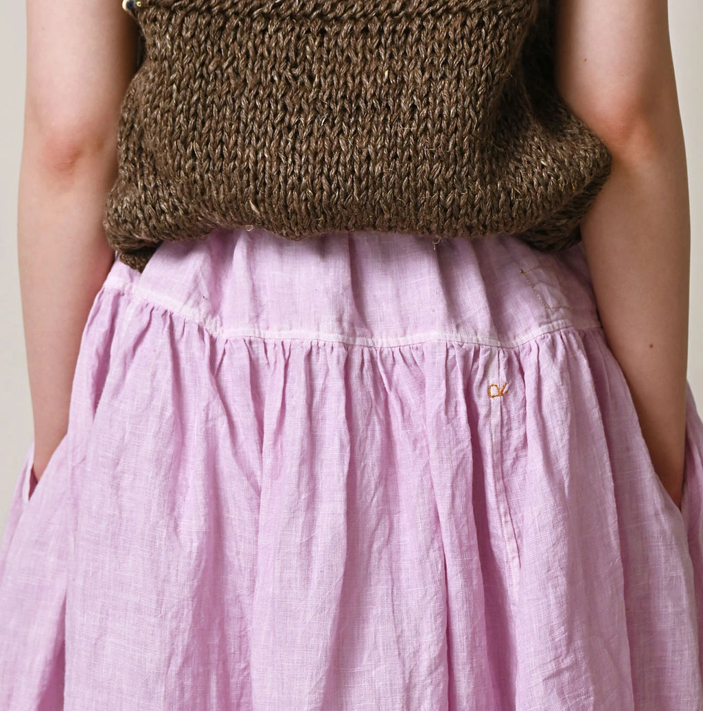45 Plant Dyed Indian Linen Easy Gather Kushukushu Skirt Detail