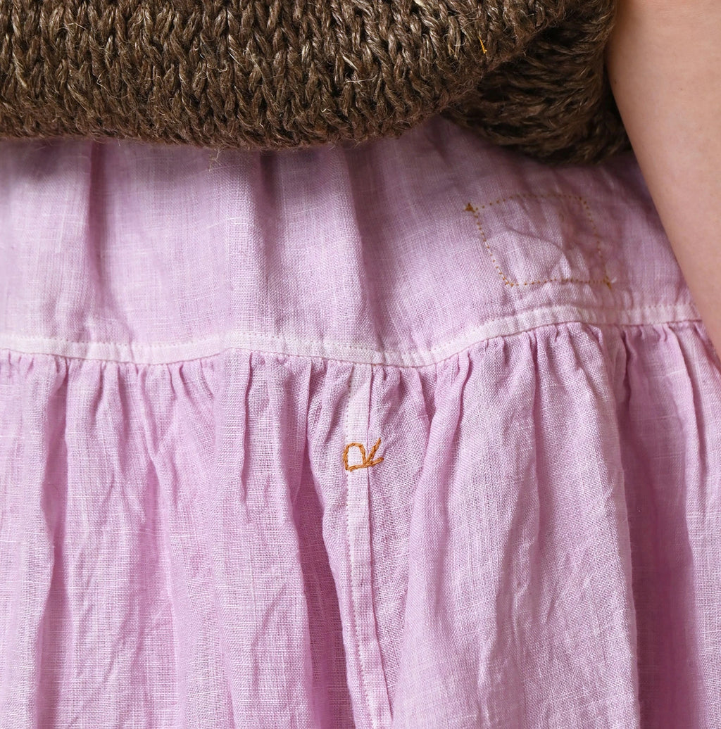 45 Plant Dyed Indian Linen Easy Gather Kushukushu Skirt Detail