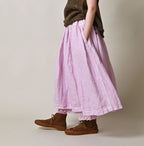45 Plant Dyed Indian Linen Easy Gather Kushukushu Skirt Female Model