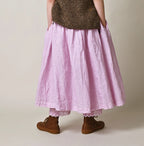 45 Plant Dyed Indian Linen Easy Gather Kushukushu Skirt Female Model