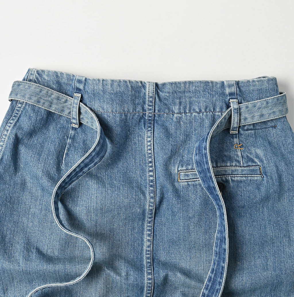 Rye Mugi Denim Wrapped Skirt Tan Detail