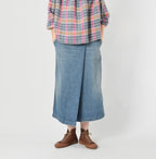 Rye Mugi Denim Wrapped Skirt Tan Female Model