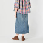 Rye Mugi Denim Wrapped Skirt Tan Female Model