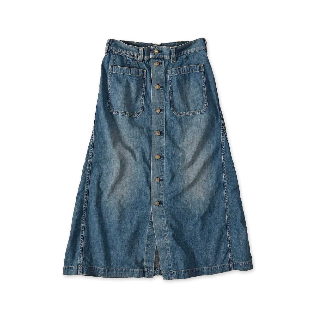 Mugihiko Denim Bell Skirt Tan